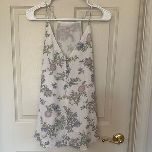 LOFT Ivory Floral V-Neck Spaghetti-Strap Dress